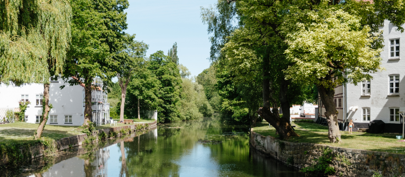 Odense city river on a summer day