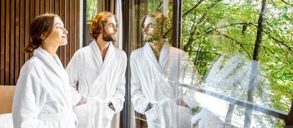 Couple Stay Out Window in Spa