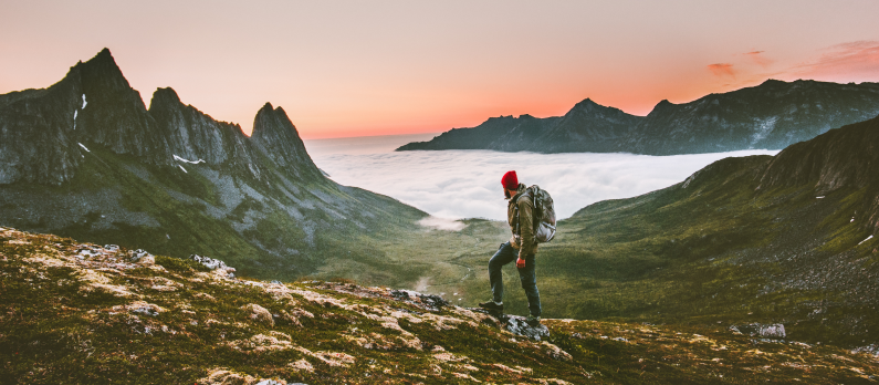 Hiker at sunset