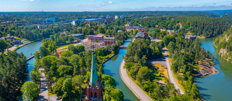 Panorama view of power plant in Swedish town Trollhattan