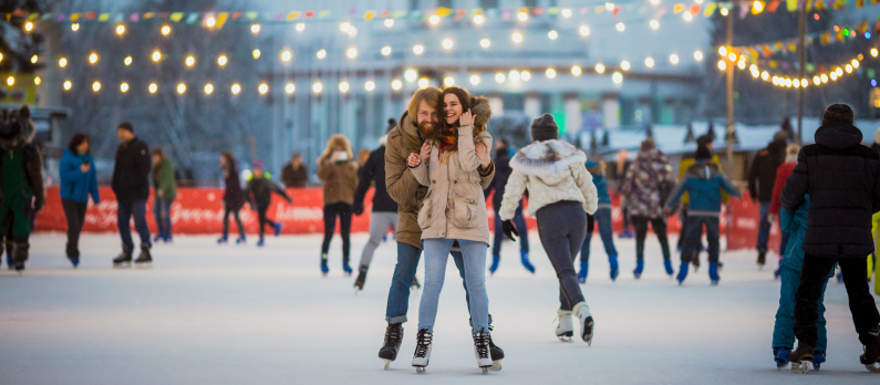 Couple ice skating