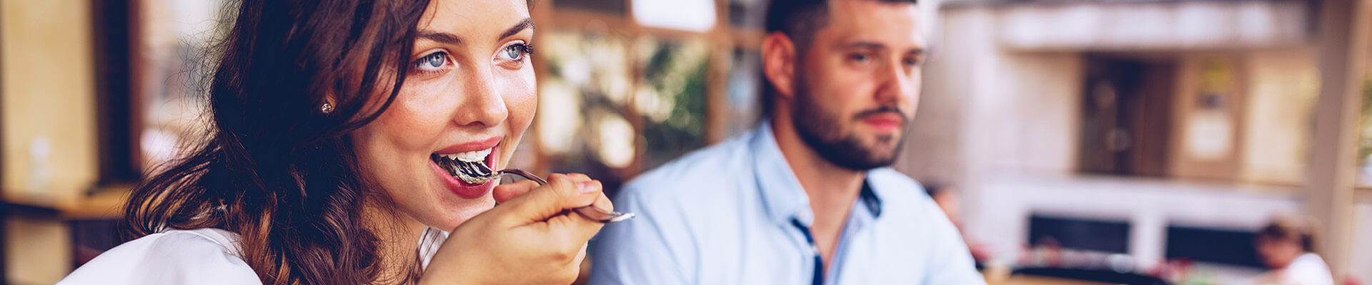 Couple enjoying a dinner in a restaurant