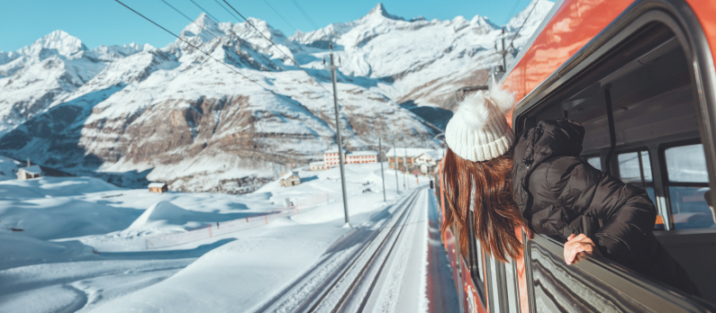 Girl on train journey