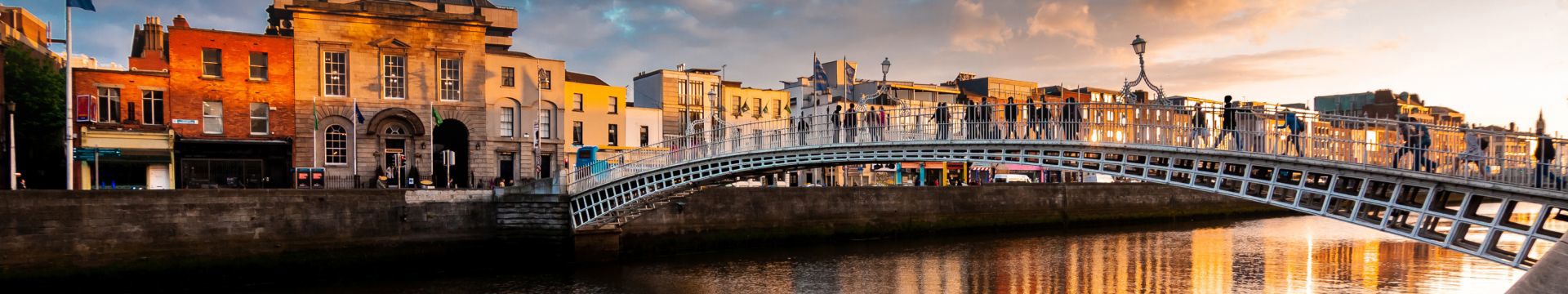 Georgian footbridge over river in Dublin Ireland