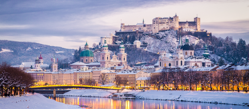 Classic view of Salzburg at Christmas