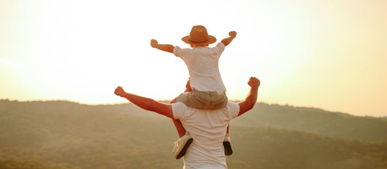 Father and son in nature