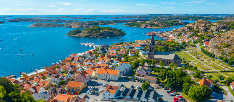 Panorama view of Swedish town Fjallbackamorden