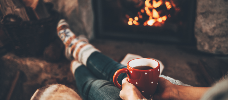 Relaxing by the fire